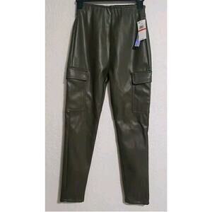NWT Tinseltown XS Olive Cargo Faux Leather Womens Pants